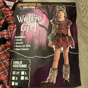 Halloween Wolfe Girl Costume includes dress (no belt) hood 2 shoe covers 3T